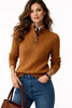 Women's Cable Knit Jumper with Polo Neck and Buttons – Knitted Pullover