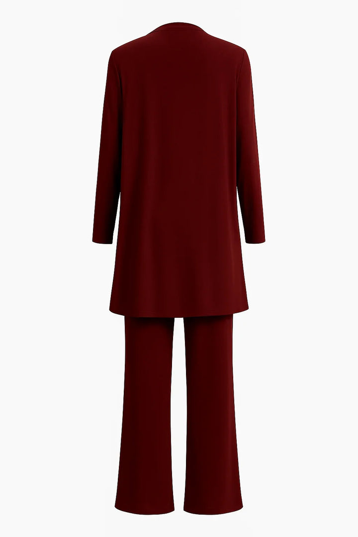 Women's 3-Piece Knit Cardigan, Tank and Wide-Leg Trouser Set