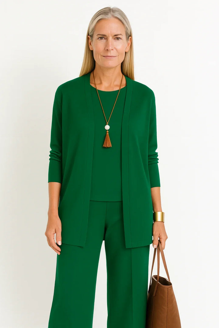 Women's 3-Piece Knit Cardigan, Tank and Wide-Leg Trouser Set