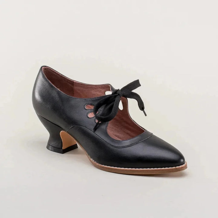 Mary Jane Pumps with Cut-Out Lace-Up Ties