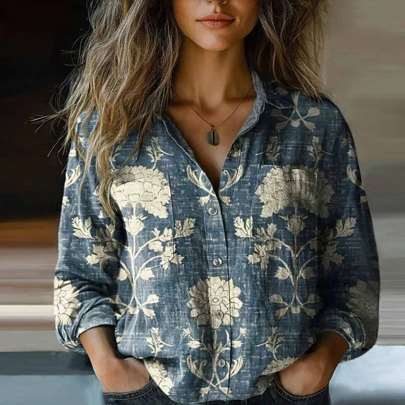 Bohemian Patterned Relaxed-Fit Blouse