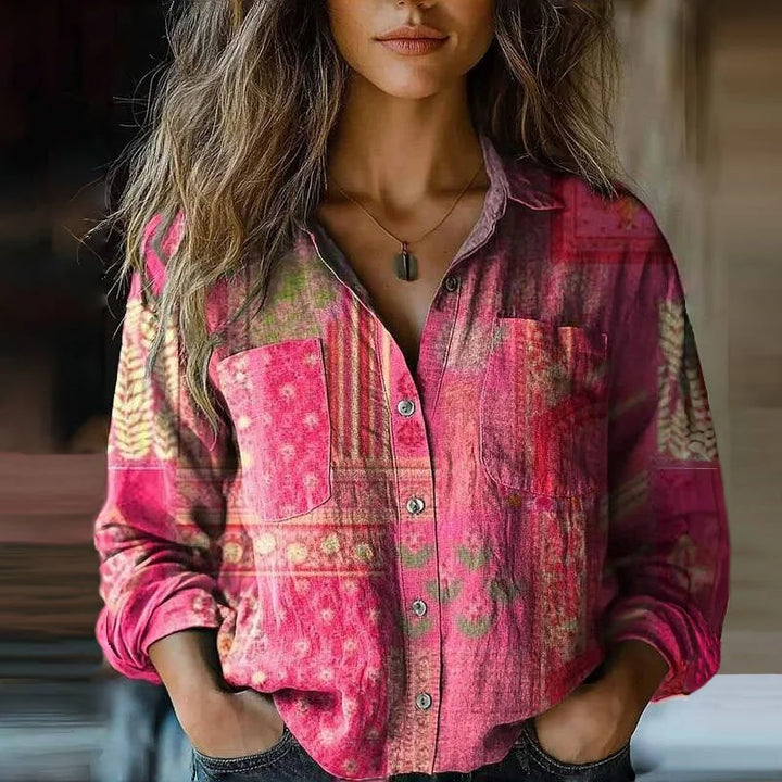 Bohemian Patterned Relaxed-Fit Blouse