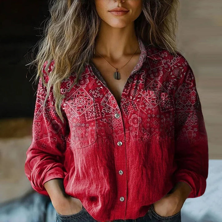 Bohemian Patterned Relaxed-Fit Blouse