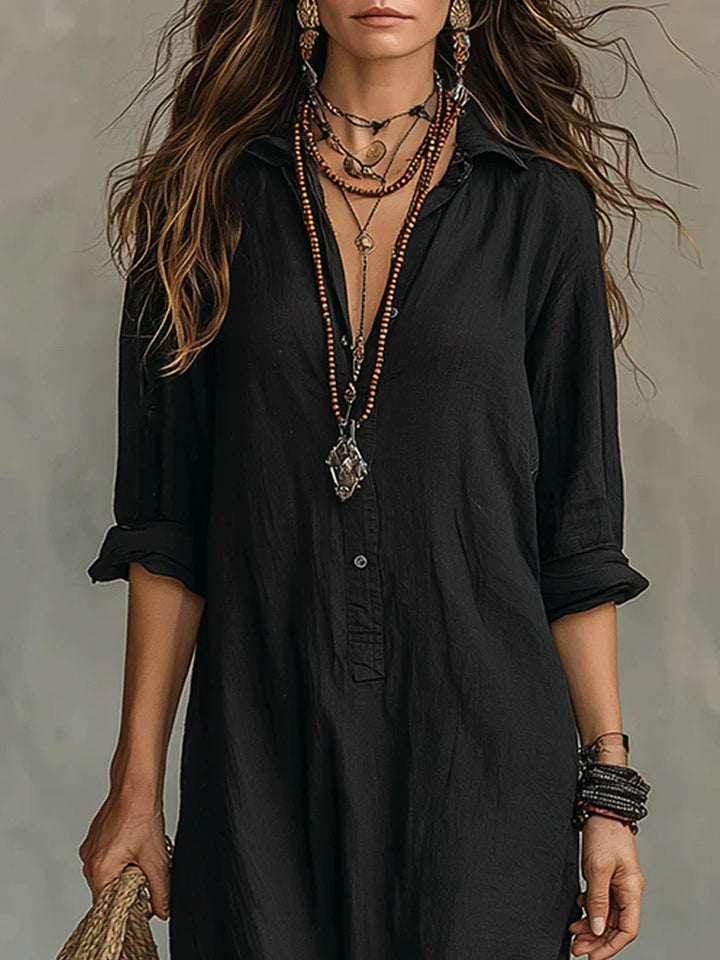 Boho Relaxed Shirt Maxi Dress