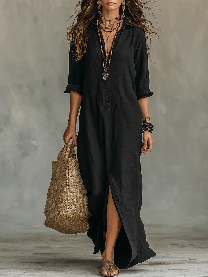 Boho Relaxed Shirt Maxi Dress
