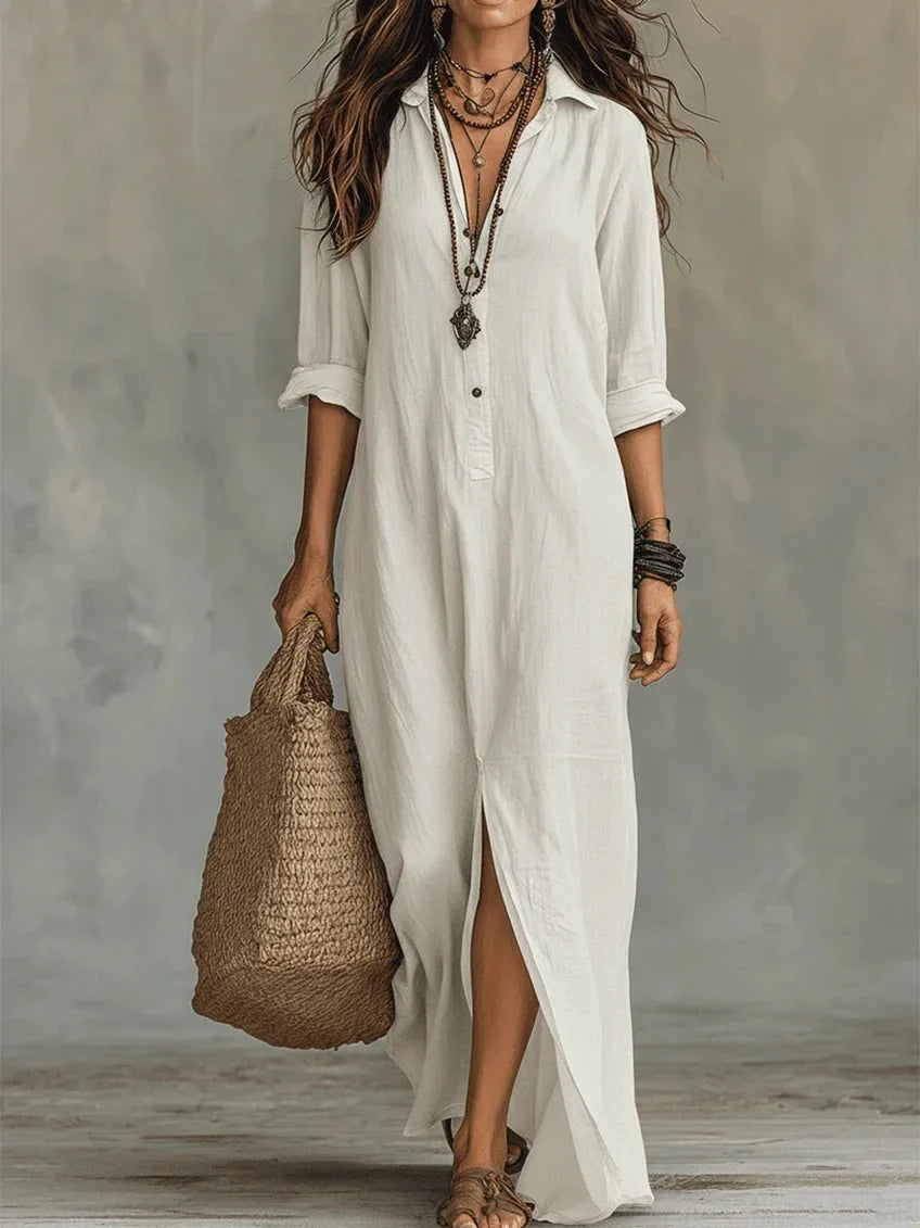 Boho Relaxed Shirt Maxi Dress