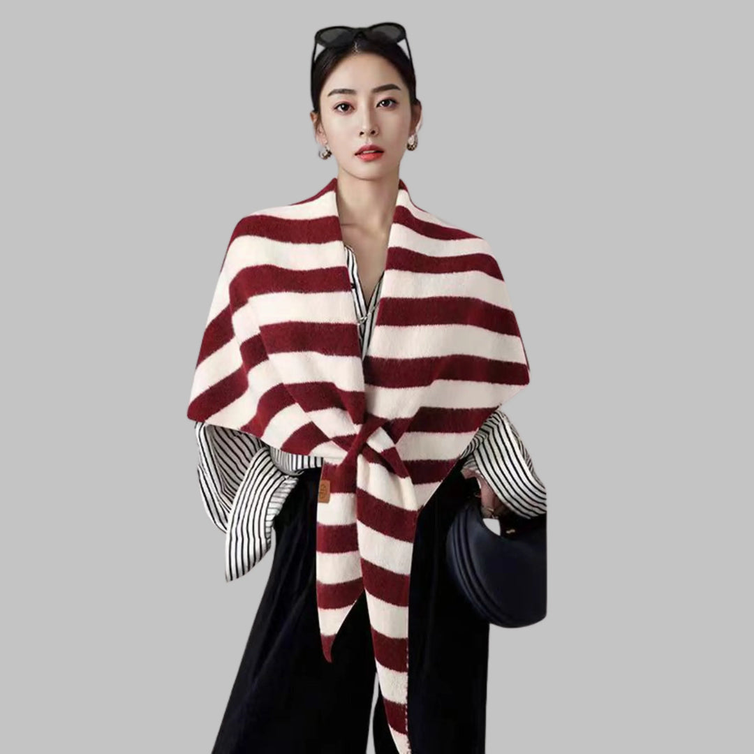 Bold Striped Soft Knit Triangle Shawl
