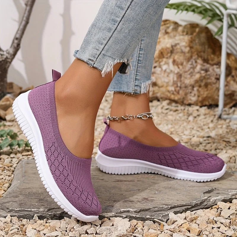 Breathable Knit Athletic Slip-Ons with Anti-Slip Sole