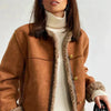 Brown Faux Suede Shearling Aviator Jacket