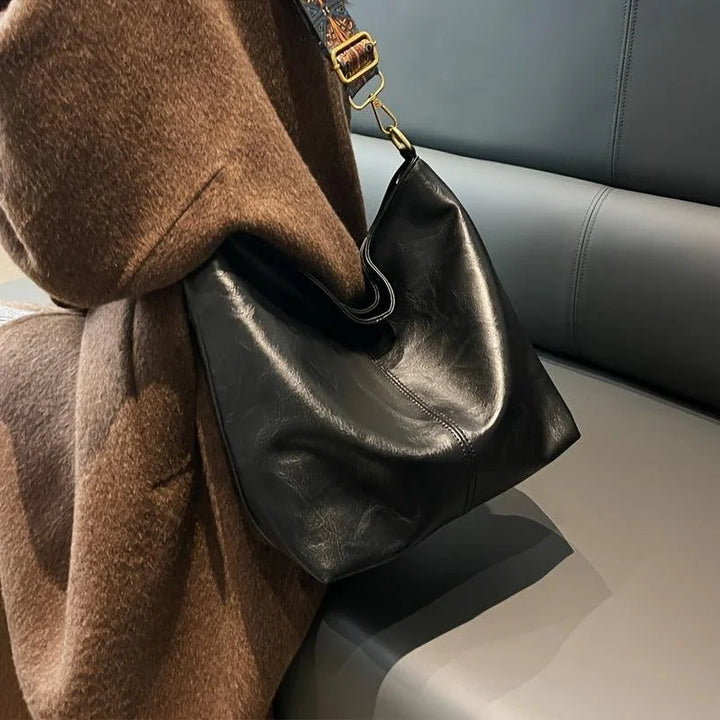 Faux Leather Hobo Bag with Bohemian Strap