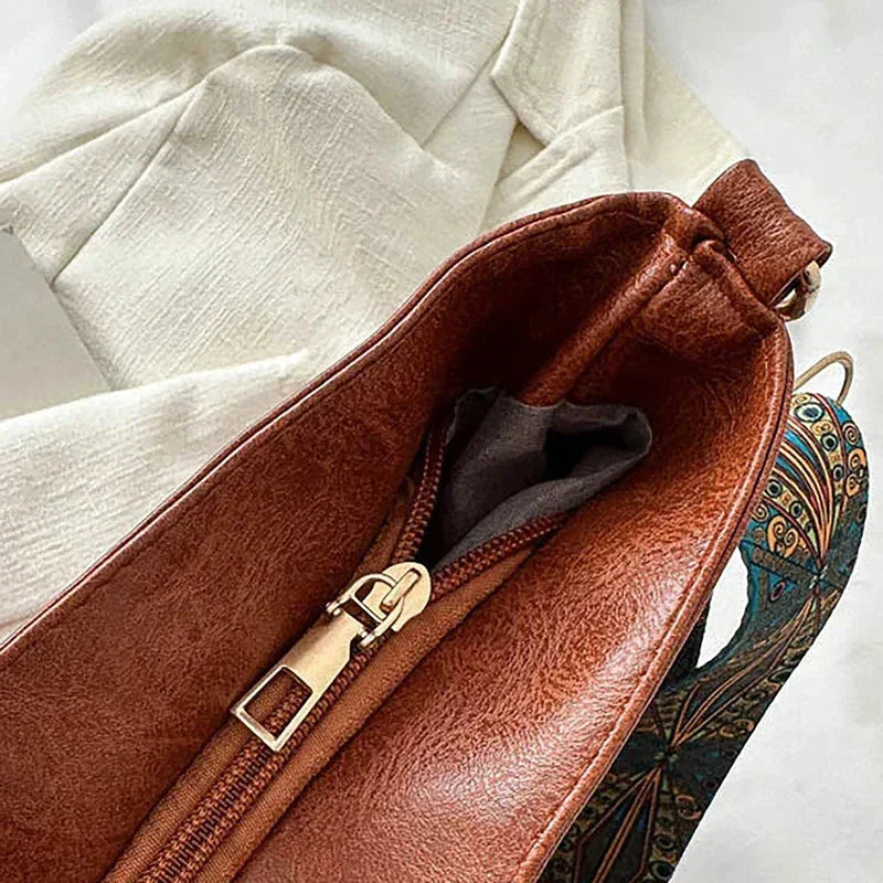 Faux Leather Hobo Bag with Bohemian Strap