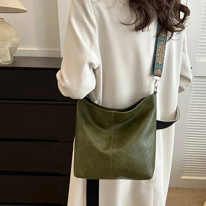 Faux Leather Hobo Bag with Bohemian Strap