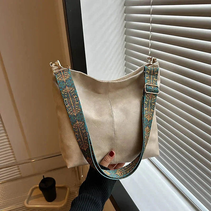 Faux Leather Hobo Bag with Bohemian Strap