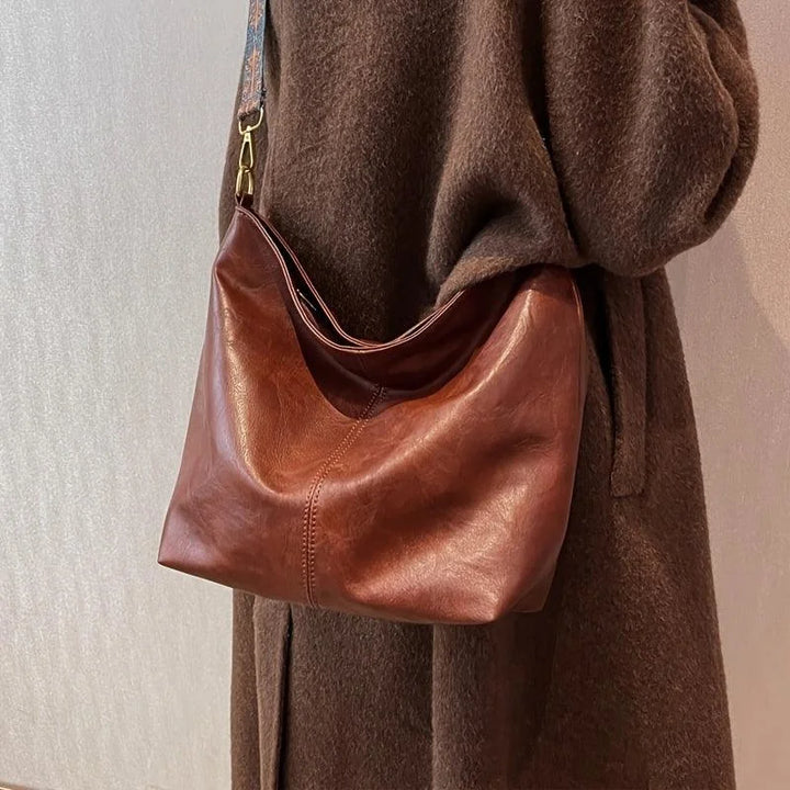 Faux Leather Hobo Bag with Bohemian Strap