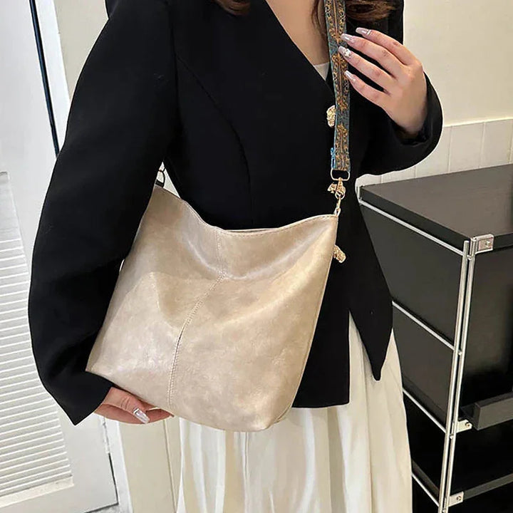 Faux Leather Hobo Bag with Bohemian Strap