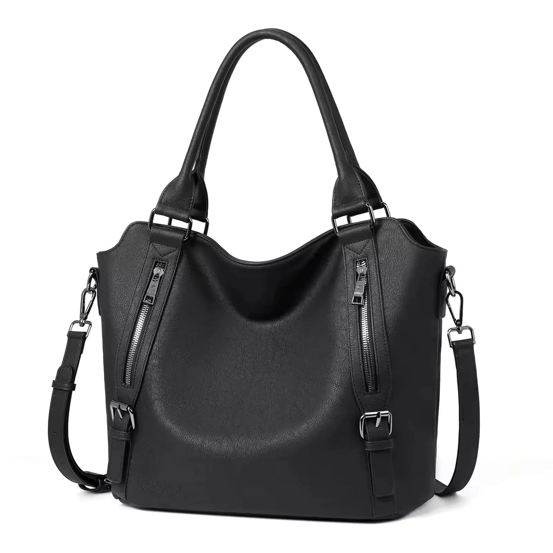 Faux Leather Shoulder Tote Bag