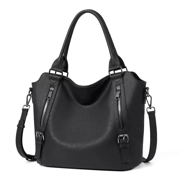 Faux Leather Shoulder Tote Bag