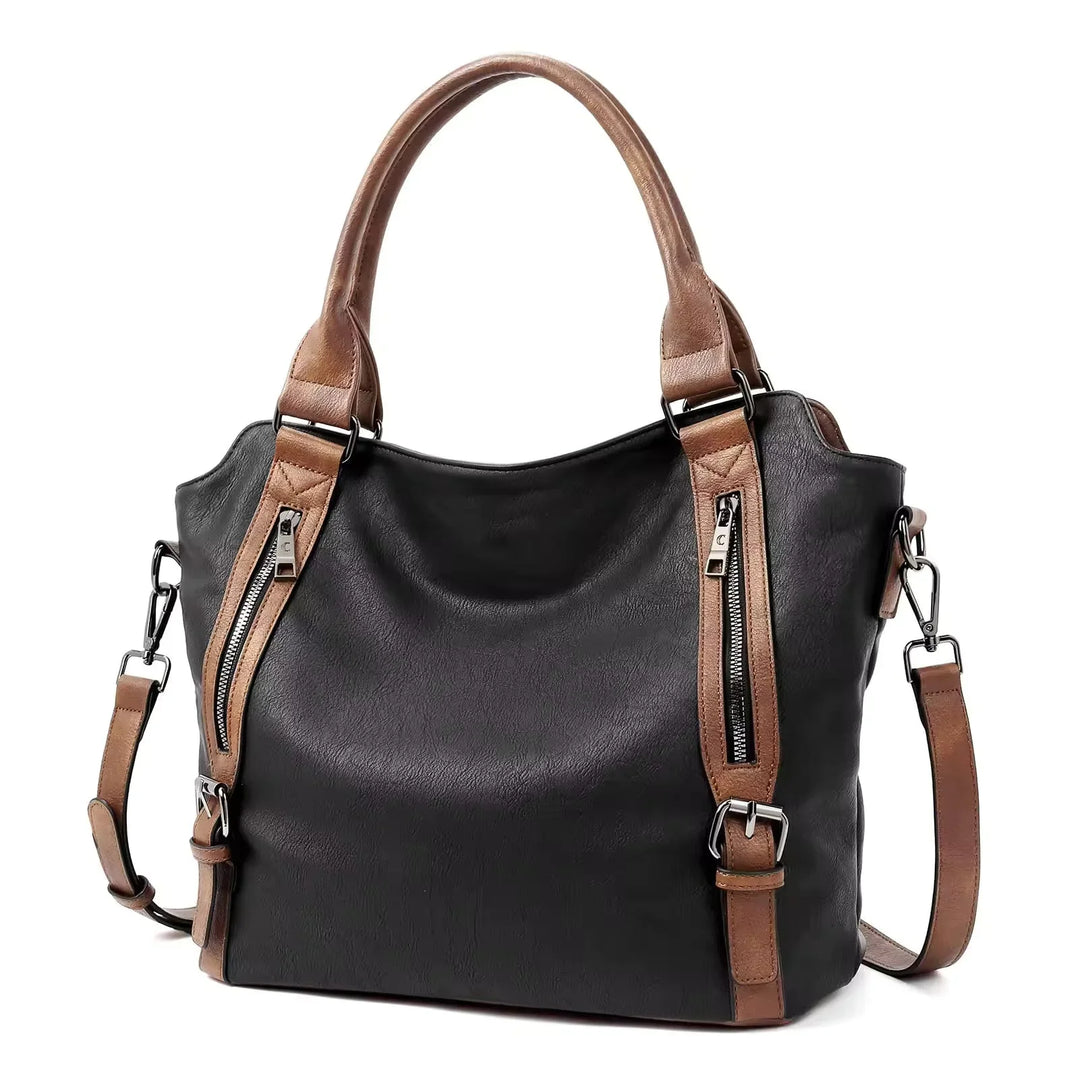 Faux Leather Shoulder Tote Bag