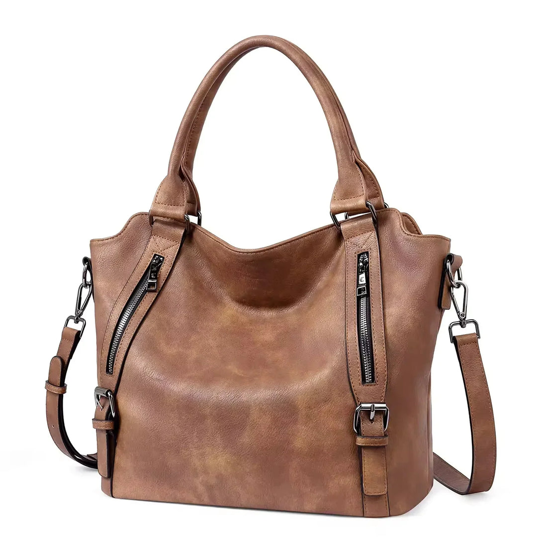Faux Leather Shoulder Tote Bag