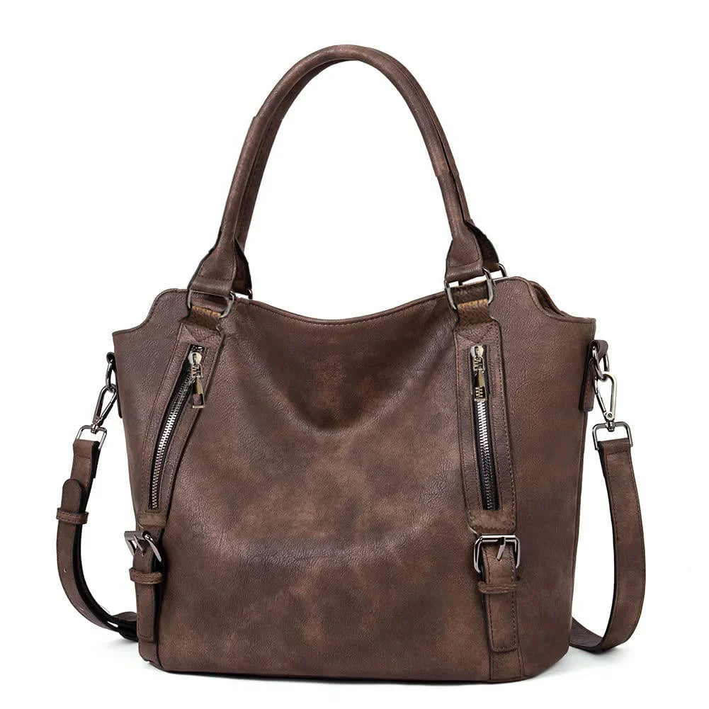 Faux Leather Shoulder Tote Bag