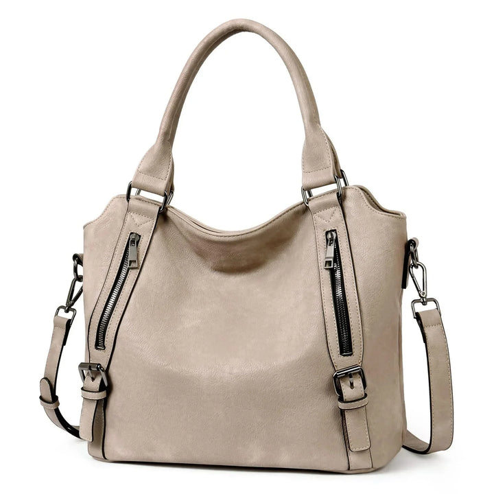 Faux Leather Shoulder Tote Bag
