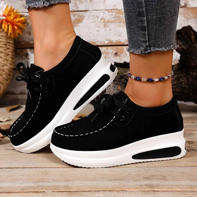Suede Platform Lace-Up Sneakers
