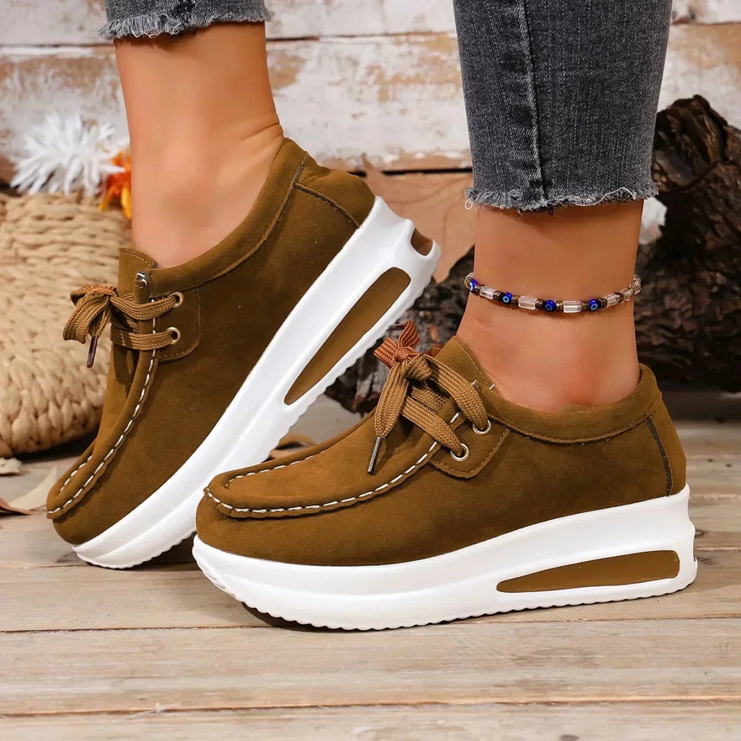 Suede Platform Lace-Up Sneakers