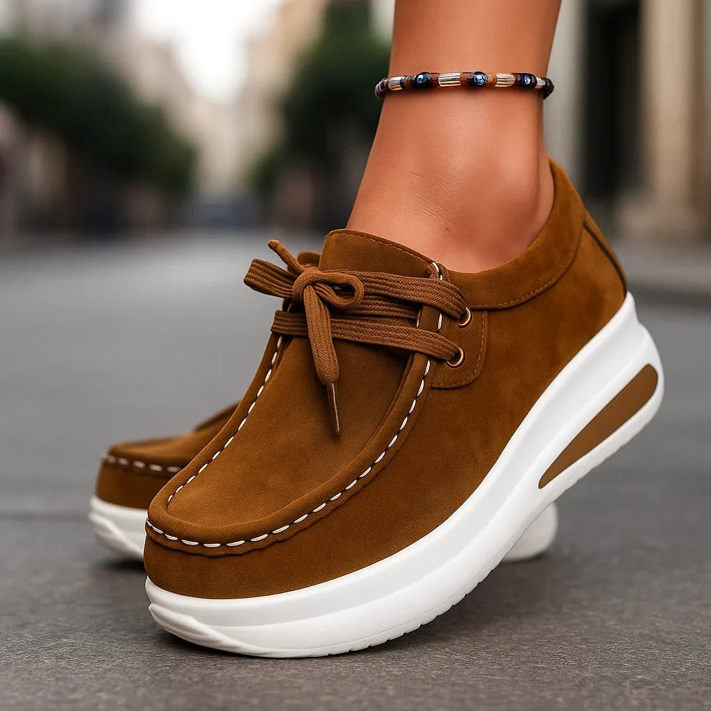 Suede Platform Lace-Up Sneakers