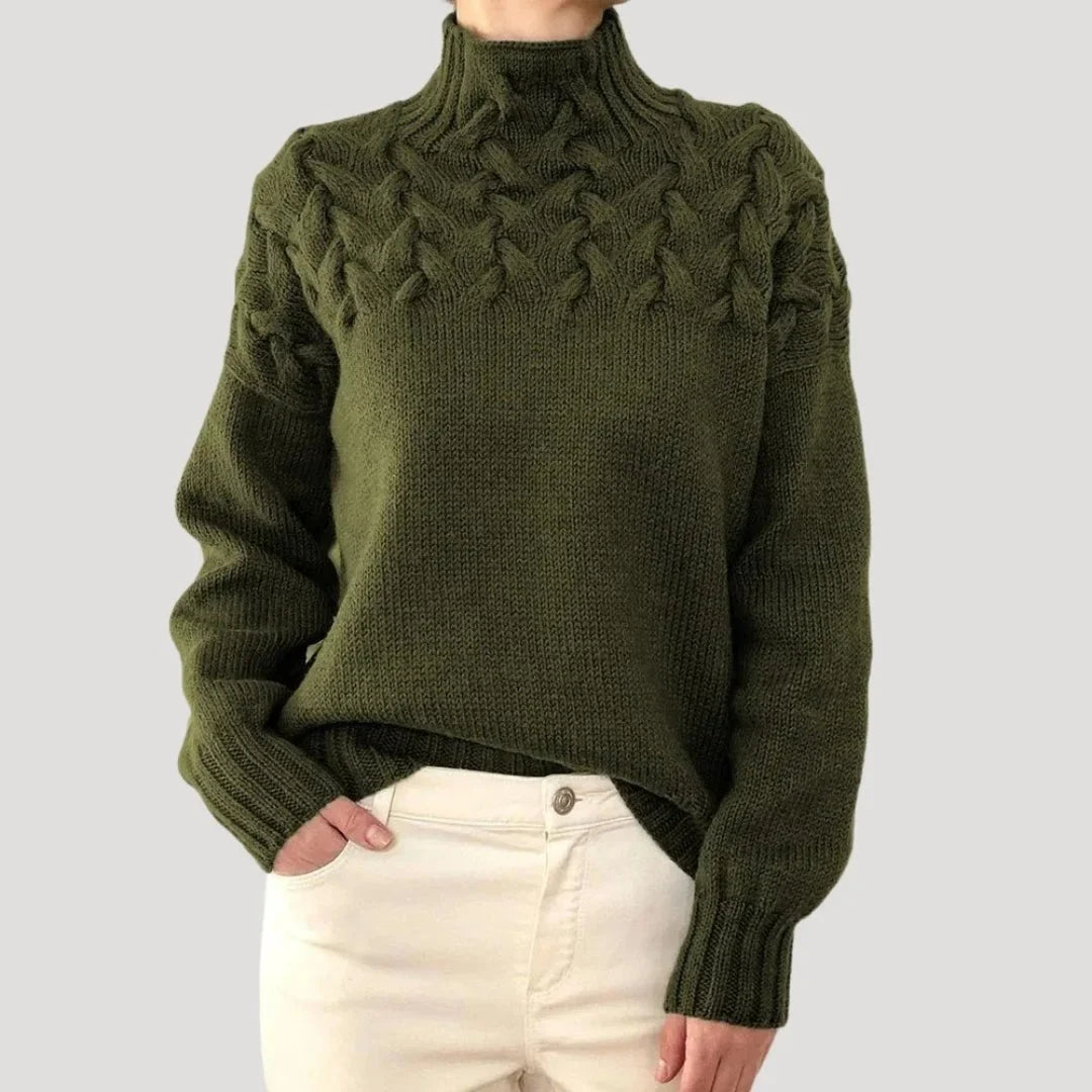 Cable Knit Turtleneck Pullover Sweater