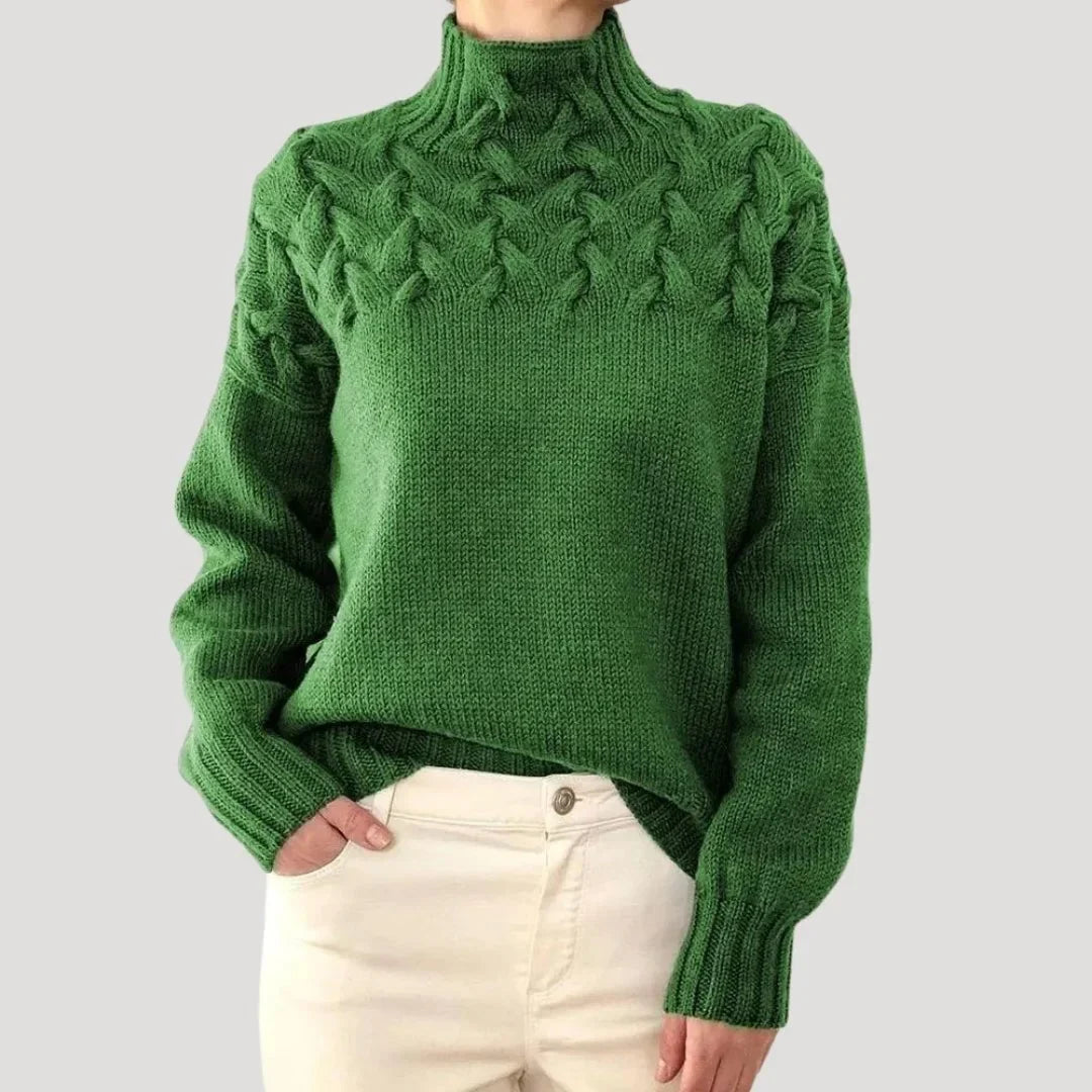 Cable Knit Turtleneck Pullover Sweater