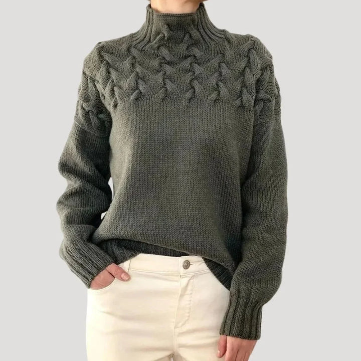 Cable Knit Turtleneck Pullover Sweater
