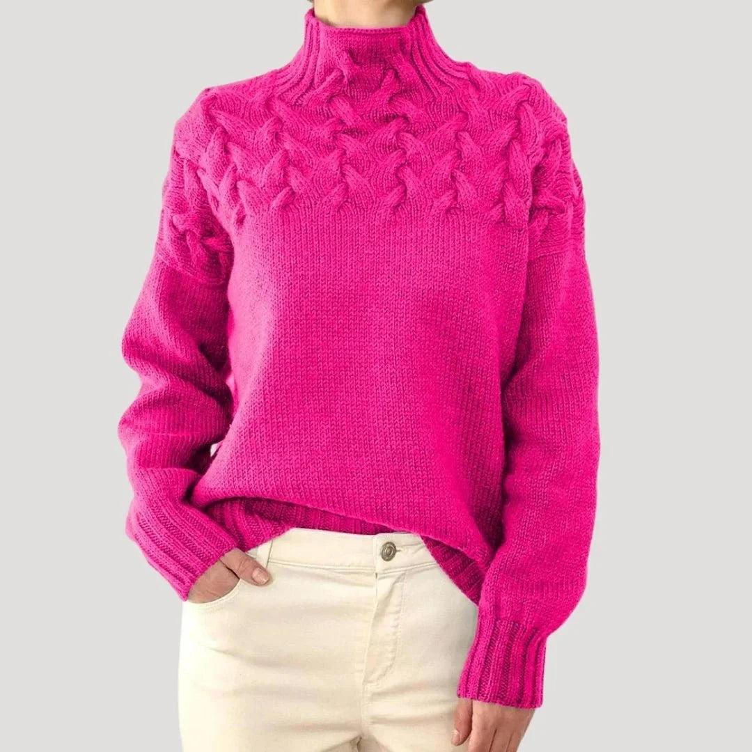 Cable Knit Turtleneck Pullover Sweater