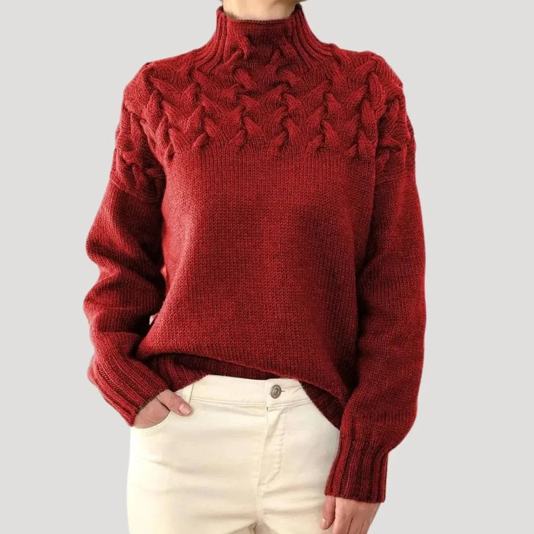 Cable Knit Turtleneck Pullover Sweater