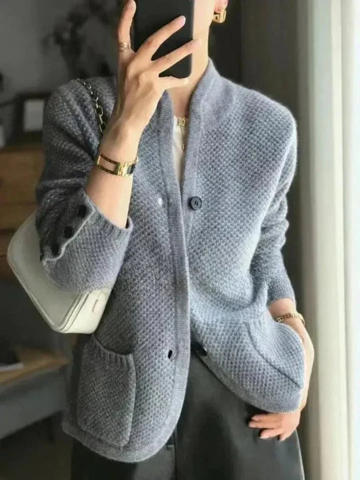 Cashmere Wool Button-Front Knit Cardigan