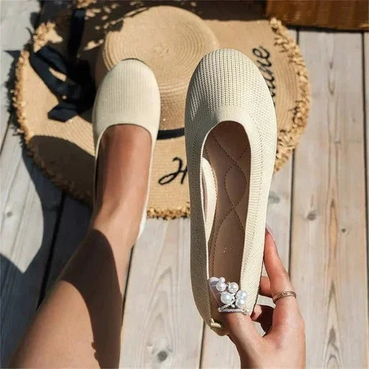 Women's Textured Knit Slip-On Ballet Flats