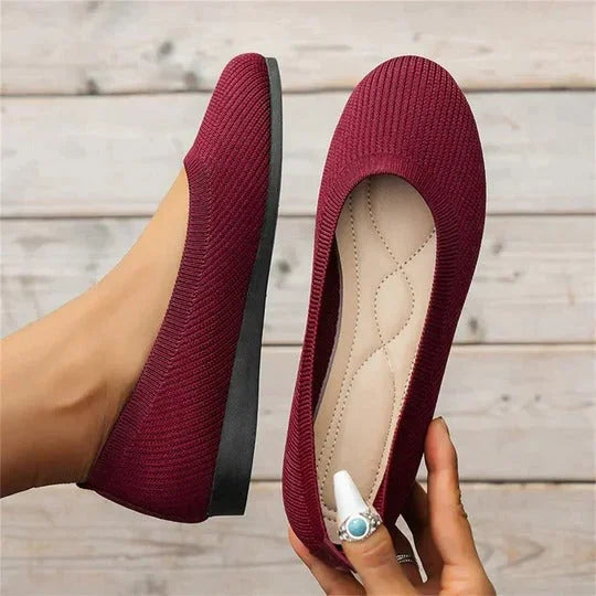 Women's Textured Knit Slip-On Ballet Flats