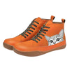 Cat Print Lace-Up High-Top Ankle Boots