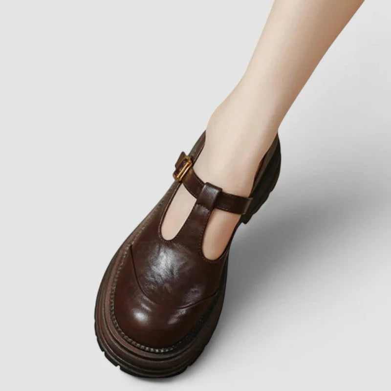 Chunky Leather Platform Mary Jane Shoes