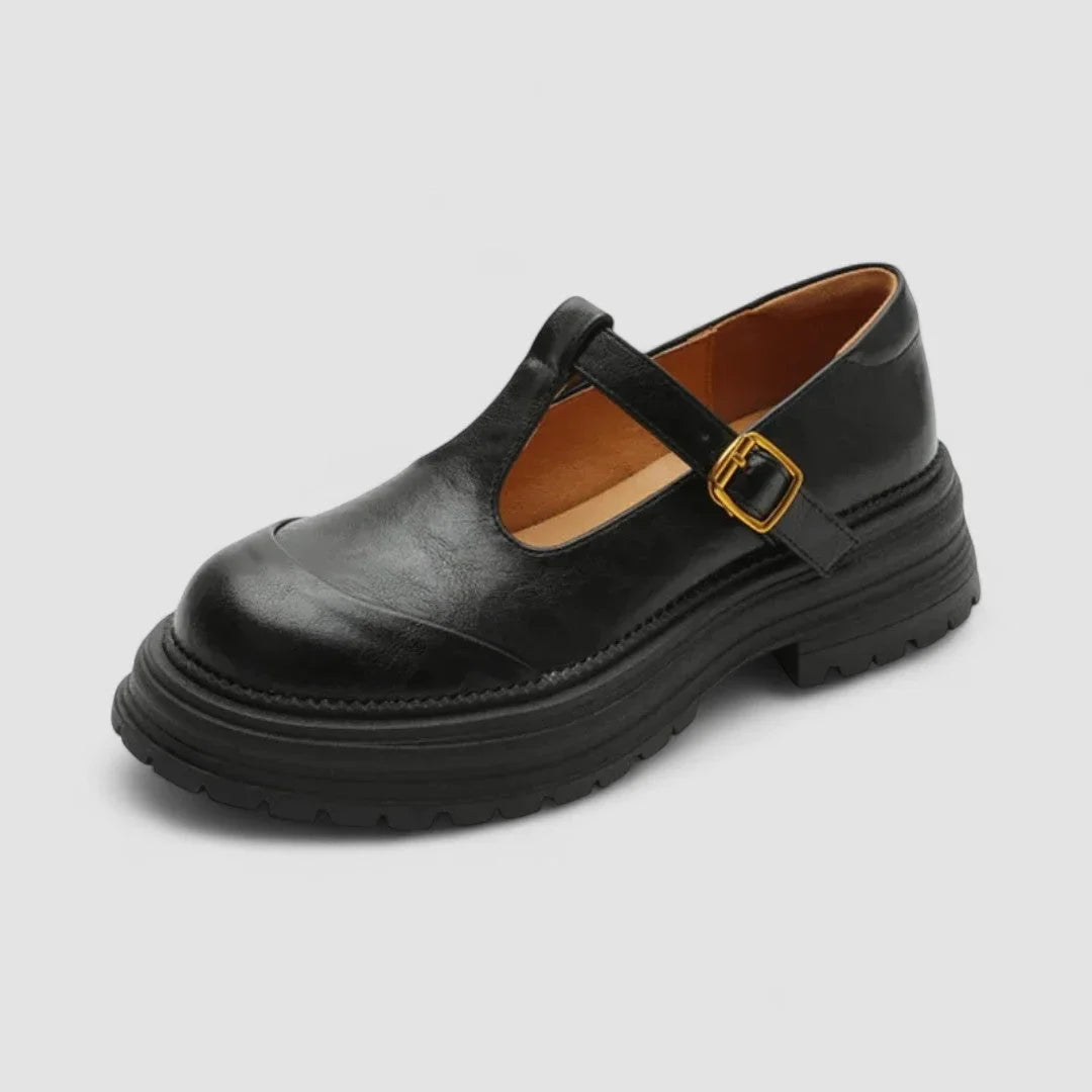 Chunky Leather Platform Mary Jane Shoes