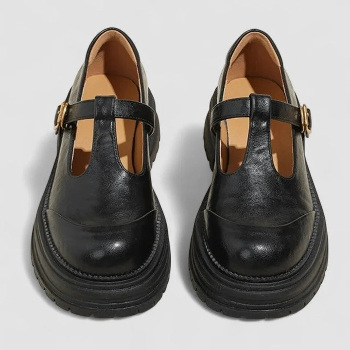 Chunky Leather Platform Mary Jane Shoes