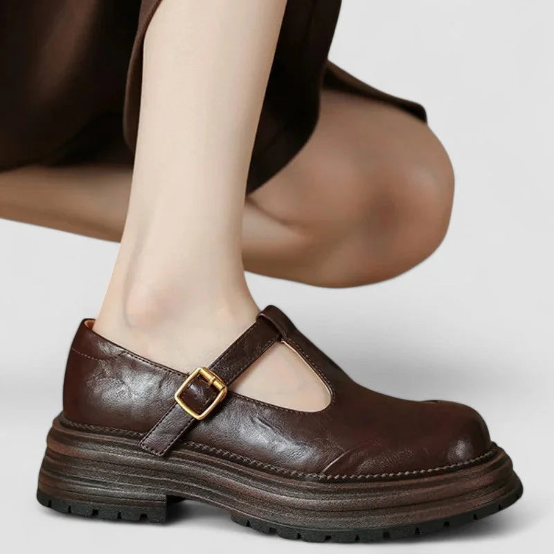 Chunky Leather Platform Mary Jane Shoes