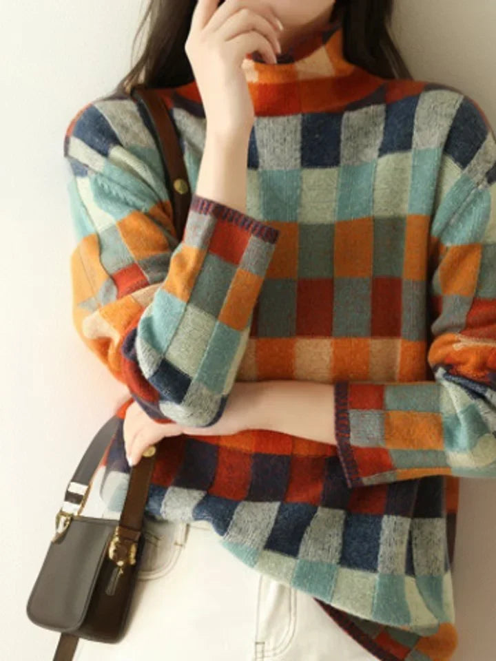Colourblock Turtleneck Knit Pullover