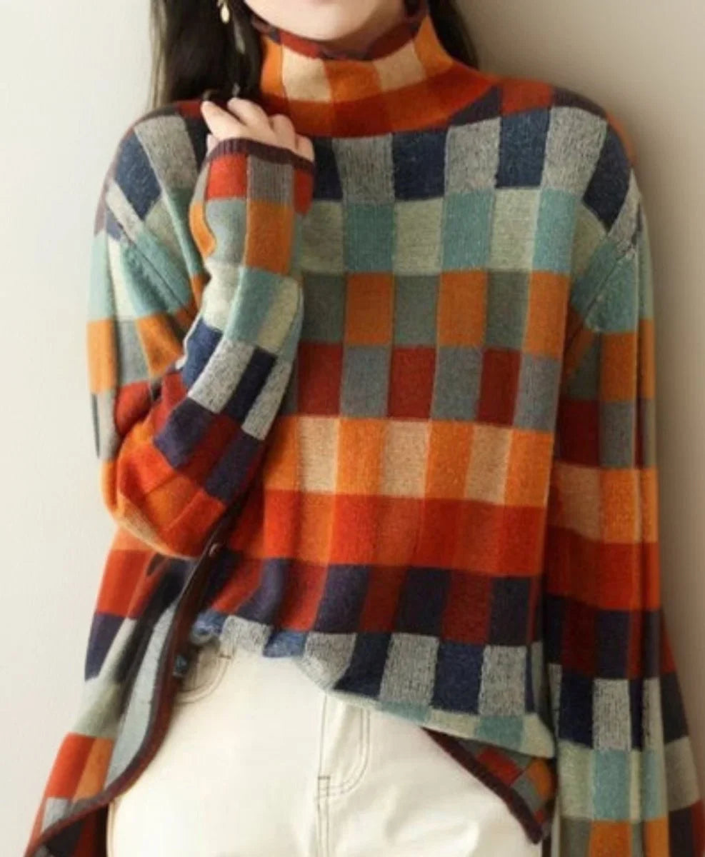Colourblock Turtleneck Knit Pullover