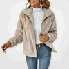 Cosy Fuzzy Fleece Zip-Up Jacket with Wide Collar