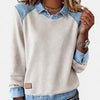 Denim Contrast Raglan Knit Sweater