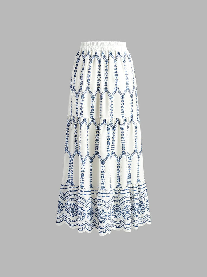 Embroidered Crop Top and Maxi Skirt Co-Ord