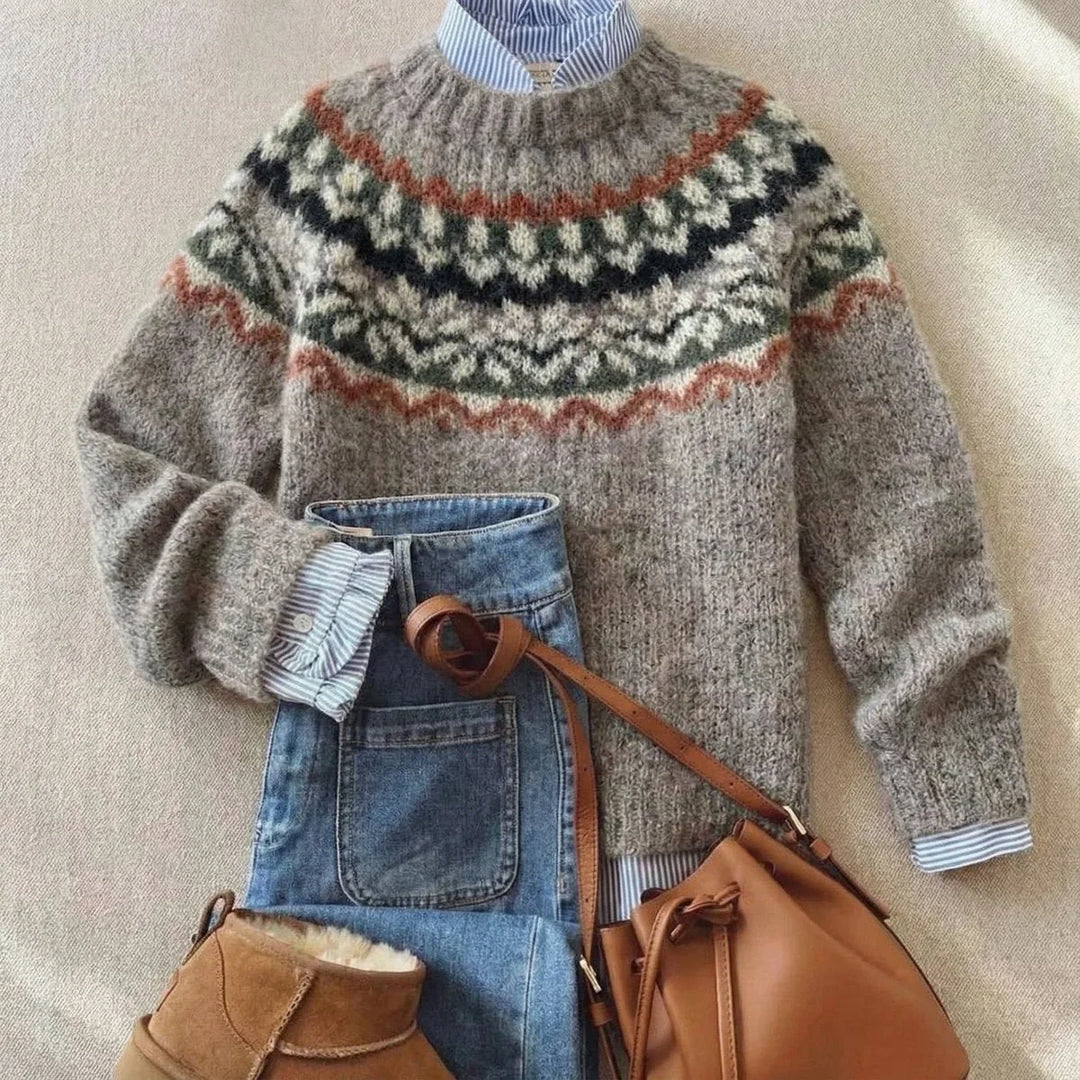 Fair Isle Nordic Relaxed-Fit Knit Sweater