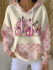 Fall Patchwork Pumpkin Hoodie with Drawstring V-Neck