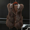 Faux Fur And Leather Lapel Vest