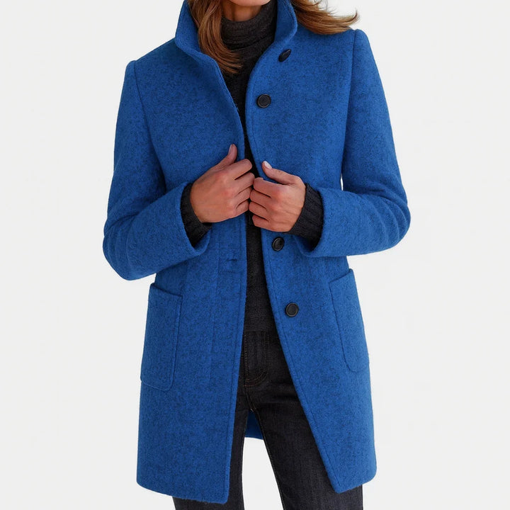Women's Felted Wool Coat with Stand Collar